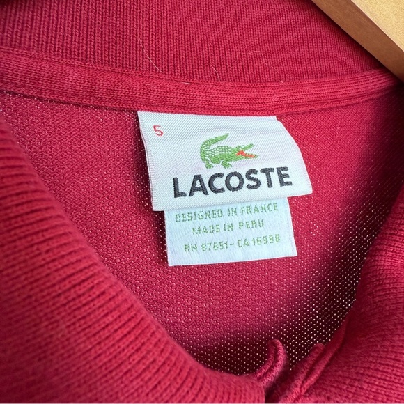 Lacoste Men's Polo Shirt Red Size L Short Sleeve Casual Collared Cotton 2 Button - Picture 9 of 11